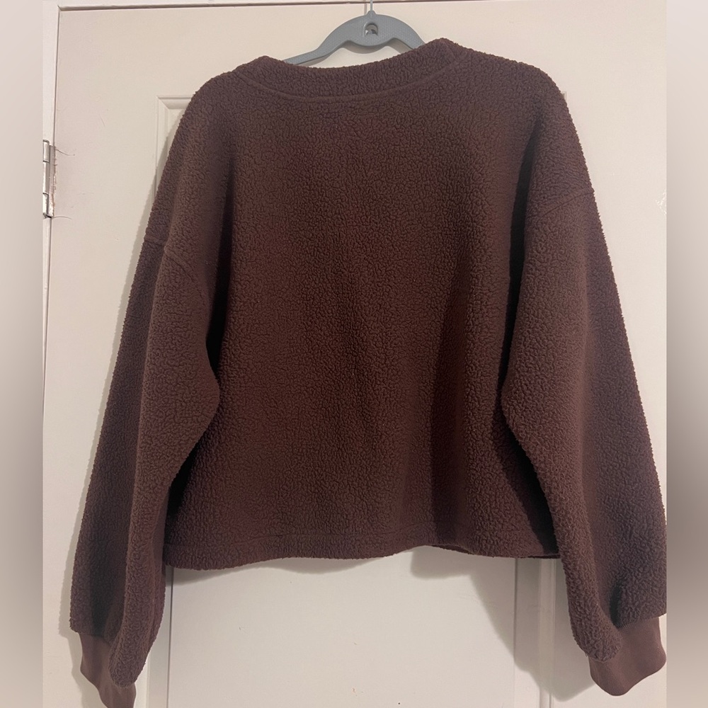 Madewell $98 Re(sourced) Fleece Chocolate Brown Teddy Bear Cardigan Sweater Fall - Picture 4 of 6